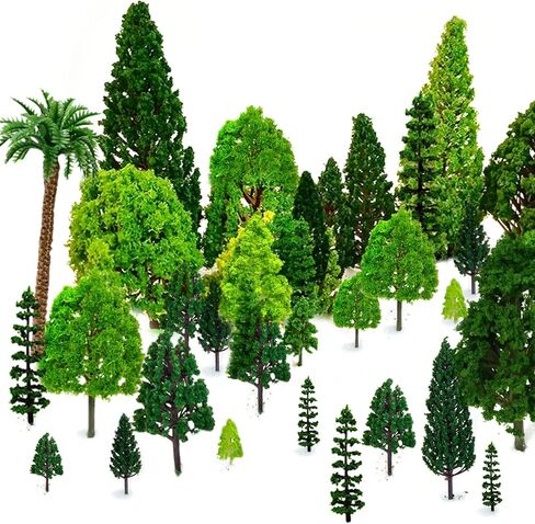29pcs Mixed Model Trees, 1.5-4.8 inch(4-12 cm), OrgMemory Fruit Trees, Ho Scale Trees, Model Train Scenery, Architecture Trees, Flower Trees with No Bases in Saudi Arabia