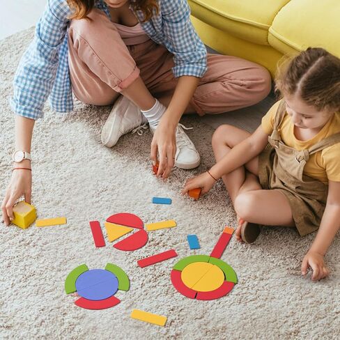 42 Blocks & 50 Cards Wooden Pattern Blocks Pattern Blocks Tangrams with Cards Tangram Puzzles Montessori Preschool Education Toy for Toddler Kids in Saudi Arabia