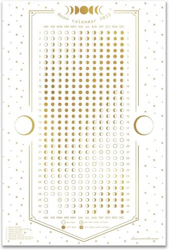 Moon Calendar 2025 - Lunar Phases and Eclipses Tracker - Night Sky Horizontal Wall Celestial Calendar Poster - 18 x 12 inch in Saudi Arabia