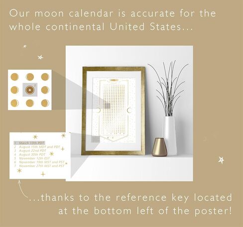Moon Calendar 2025 - Lunar Phases and Eclipses Tracker - Night Sky Horizontal Wall Celestial Calendar Poster - 18 x 12 inch in Saudi Arabia