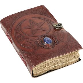 Leather Journal with unlined Deckle Edge Paper 7x5 inch and Vintage Key/Handmade Writing Notebook Diary/Bound Daily Notepad for Men & Women Medium, Sketch/Writing pad for Artists