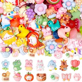100Pcs Slime Charms Mixed Cute Craft Making Resin Making Kit for Sime Making Supplies Phone junk Case Kawaii Accessories DIY Scrapbooking Crafts