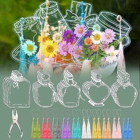 41PCS Transparent Dried Flower Bookmarks Set, Handmade Pressed Floral Book Mark for Women, DIY Bookmark Kit for Book Lovers, Unique Gifts for Readers(B)