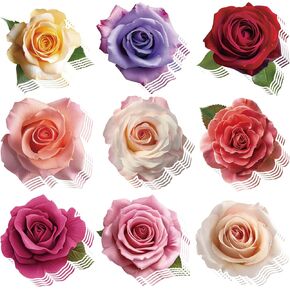 45pcs قاطعات زهور الورد ، قطع الورق للحرف اليدوية الإبداعية شارات جدار زهرة الربيع مع نقاط نقطة الغراء لزخارف لوحة الفصول الدراسية حفلة الصيف