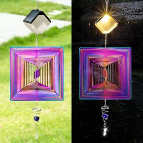 غازل الرياح في الهواء الطلق مع الضوء الشمسي ، والأرجواني الأزرق ، وأحرف 3D متاهة ، مع ذيل كرة محرقة ، 26 بوصة ، الفولاذ المقاوم للصدأ عاكسة للساحة ، مغازل الرياح في الهواء الطلق