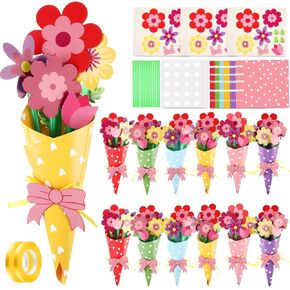 Motipuns 24 Sets Flower Bouquet Kit Kit Mother's DIY Make Bunn of Flowers Teacher Week Week DIY Home Home Two -Home (Rose ، Multicolor)