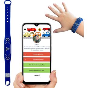 Smart Bands for Kids if Lost, Child Safety ID Wristband, NFC Bracelet for Children, Smart Medical ID Band, Lost Kids ID Bracelet, Disney Essentials for Kids, QR Identification (Pink)