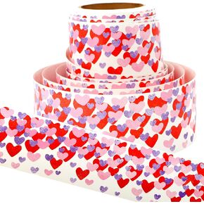 JOYIN 52.5ft Valentines Day Heart Borders Decorations, Red Pink White Heart Straight Border Trim for Classroom Decoration, Valentine Party Decor, Party Favor (Red Pink White)