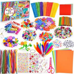 مجموعات الفنون والحرف للأطفال الذين تتراوح أعمارهم بين 3 4 5 6 7 8 9 ، 1800pcs+ DIY Craft Supplies Art Free Mess for Kids Homeschool Materials النشاط الإبداعي المثالي عيد ميلاد عيد ميلاد للفتيات والفتيان الأعمار 3-12