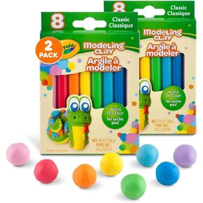 Reusable Modeling Clay Sticks Classic Colors 2 Pack - Non Dry Assorted Vibrant Rainbow Colors Dough Clay Variety Pack - 9.6oz