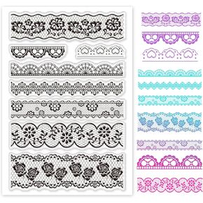 Globleland Lace Flower Border Clear Stamps ختم السيليكون شفاف لزخرفة صناعة البطاقات و DIY Scrapbooking
