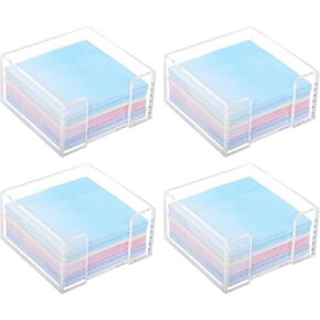 KLMNOP 4 PCS حامل ملاحظة أكريليك لزجة ، حامل المفكرة الصافية لتخزين 3 "× 3" ملاحظة لزجة ، موزع الملاحظة الاكريليك لمدرسة ومكتب المنظم (Clear)