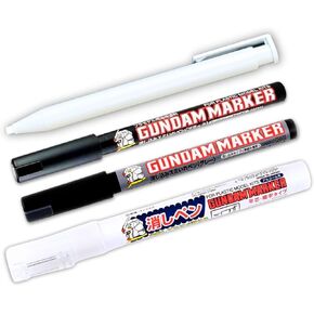 GSI Creos Gundam Marker Type GM301 Black & GM302 Gray & Eraser Pen GM300 & Knock-type type flow-in type lining pens
