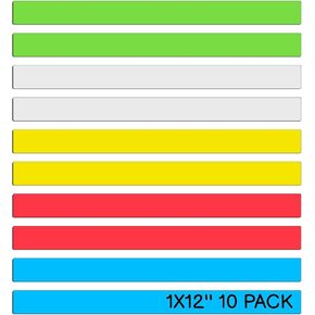 Realth Red Dry Erase Magnetic Strips 1'' × 12'' 10 Pcs, Reusable Magnetic Tape, Magnetic Whiteboard Strips for Classroom, Magnetic Labels for Home Office Fridge Name Tags