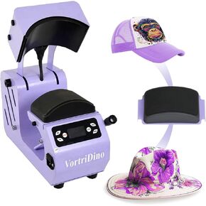 Vortridino 2-in-1 Hat Heat Machine Machine Automatic Automatic Heat Machine Easy Heat Press Machine for 2pcs platens قابلة للتبديل (Kids & اثنين)
