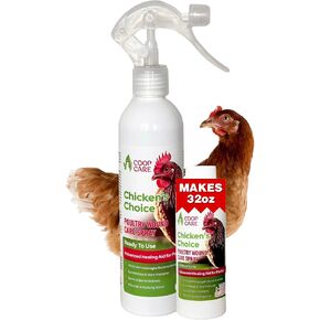 Chicken's Choice Wound Care for Chickens & Birds. Advanced Wound Care Spray for Poultry. Works for Bumblefoot, Vent Prolapse, Pecking Sore, Burns & Skin Irritations. Makes 32 oz Spray.