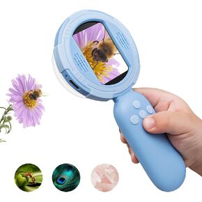 Mia Kids Microscope ، Mini Digital Microscope للأطفال الذين يعانون من شاشة IPS 2 '' ، مجموعة ألعاب العلوم التعليمية ذات النطاق الصغير المحمولة ، هدايا عيد الميلاد/أعياد الميلاد للأطفال الذين تتراوح أعمارهم بين 3-6،7-12 (أزرق)
