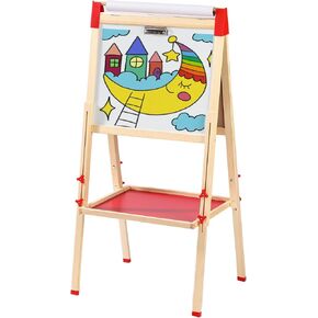 Easel for Kids ، Art Wooden Toddler Art Easels مع ROL الورقية ، اللوحة البيضاء المغناطيسية ولوحة الطباشير مع الإمدادات الفنية (ML-0036-001)