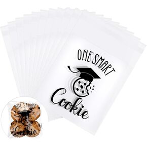 Maxdot 200 Pcs 2025 Graduation Self-adhesive Cookie Bags Bulk Small One Smart Cookie Cellophane Gift Bags Plastic Goodie Favor for Graduation Party Snack Candy Packaging Supplies