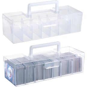 Ownmy 1 Clear Trading Card Card Card Box Case Plastic Card Case with Dividers ، Baseball Cards Organizer Box for Football Sports MTG TCG Cards