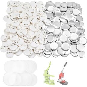 CREWORKS 100 Sets 2.25 inch/58mm Blank Button Badge for Button Making Machine, Button Maker Supplies Round Badge Button Press Refill, Includes Metal Shells & Clear Mylar & Plastic Base