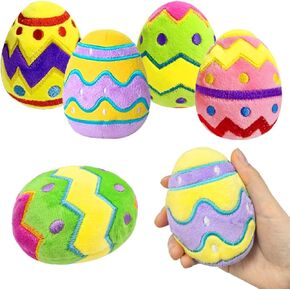 4 PCS Easter Plush Eggs Basket Baske Goodie Stuffers Plushies Playset Basket Fillers Toys for Kids Birls Easter Stainsers Party Gifts Fire