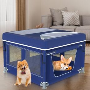 Playpen dog ، 45 × 45 × 2555 بوصة سداسي ، سد ، قطعة قماش أكسفورد مع مقاومة للدموع ، ومساحة كبيرة للحيوانات الأليفة مع أبواب فتحة مزدوجة للهواء الطلق والداخل ، ومضاد للانقادة ، ومثالية للكلاب والقطط