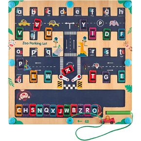 BUSLIK Magnetic Alphabet Maze Board Letter Puzzle - Kids ABC Learning Toys, Educational Montessori Toys Preschool - Alphabet Magnetic Maze Game - Toddler Magnet Puzzles for Ages 3+ (BSLKMZ2)