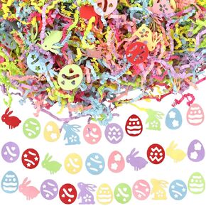 1LB Easter Crinkle Cut Paper Egg Bunny Confetti Easter Basket Filler Gift Wrapping Craft Packaging Filling Spring Box Basket Party Decoration