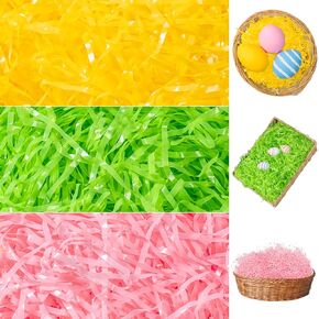 CIPOWM 230G/8OZ EASTER GRAST BASHENT Filler Green Pink Yellow Plastic Easter Fake Grass Raffia Plaper Poilers for Hight