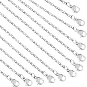 Topacket 24 Pack Necklace Chains Bulk,Gold and Silver Stainless Steel DIY Cable Link Chains for Jewelry Making 18 Inches in Kuwait