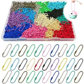 Yauhar 420pcs سلسلة الكرة الملونة مجموعة متنوعة ، 14 لونا 2.4 ملم الكرة المعدنية حبة حبة ملقى ملحق لعلامات مفاتيح العلامات المجوهر
