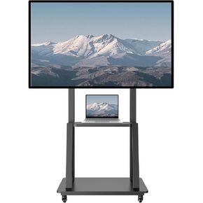 Rolling TV Stand for 32-75 inch LCD OLED 4K Flat/Curved TV Screen,Height Adjustable,Floor Standing TV Trolley Stand with Casters and AV Shelf,Max Load 110lbs,Max VESA 600x400 mm
