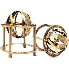 Antique Style Nautical Brass Armillary Sphere World Globe Astrolabe Mounted - Perfect Decor Accent for Office