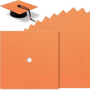 12 PCS Grad Cap Decorations Paper 10 "× 10" CardStock 230GSM CORTRINGE FOR TRAGUTION CAP DIY Project Scrapbook حفلة عيد ميلاد (Orange)