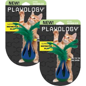Playology Cat Toy Set 2-Pack Teeter Totter Toys | مجموعة هدايا لعبة Cat Toy التفاعلية والريشة | إشراك وقت اللعب الداخلي