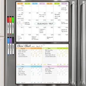 JJRRO MANGET MAGNET ARASE CHART والتقويم الشهري للثلاجة - مخطط عمل روتيني مغناطيسي قابل لإعادة الاستخدام لعدة أطفال ، تقويم شهري للثلاجة