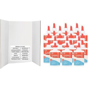لوحة ملصقات Trifold 36 "× 48" لوحة عرض أبيض - ترجمات علوم ملصقية ذاتية تشملها و Glue السائل (24 حزمة) - 4 أوقية قابلة للغسل Glu - Enday