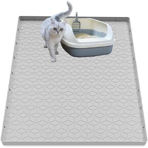 Cat Litter Mat, Silicone Large Cat Mat for Litter Box - 34x22 in, Waterproof & Non-Slip, Durable & Easy Clean, Pink