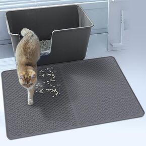 Cat Mat for Litter Box, 28"x20" Cat Litter Mat, Waterproof Litter Trapping Catcher Food Grade Silicone Pad for Floor, Gray in Kuwait
