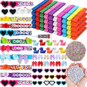 Geelin 80 Pcs Cheer Pins Spirit Clips Decorations for Cheer Stuff Cheerleader Team Gifts Bulk Backpacks with Mini 30 Ducks 30 Bows 20 Glasses 800 Beads and Pen Glue for Cheerleading Clothes Pins DIY