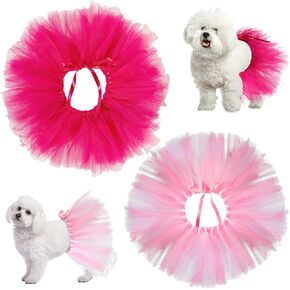 2 PCS PINK DOG TUTU للكلاب الصغيرة الكبيرة الكلاب الصغيرة TUTU TULLE TULLE BALERINA لجرو الكلب اللطيف زي فساتين عيد ميلاد للكلاب قطط الحيوانات الأليفة اللوازم (11.81 بوصة-35.43 بوصة)