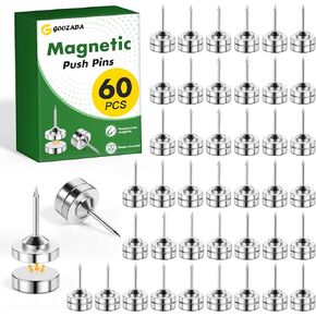 36 Pack Magnetic Pushpins ، Toot Magnet Thumb Silver ، مسامير مغناطيسات معدنية ، مقطع مزخرف ، دبابيس الدفع للوحة الإعلانات ، لوحة الفلين ، الجدار ، الصورة
