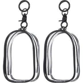 UXCELL 2PCS حقيبة عرض الشكل واضحة مع سلسلة ، 4.13 "DLOW CLEAR حقيبة عرض PVC محمولة صغيرة دمى صغيرة حقيبة تحمل حقيبة تخزين حقيبة سحر مفتاح (كابينة أسود)