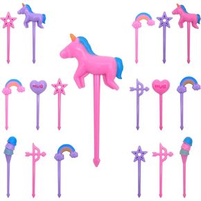 GET FRESH Unicorn Bento Food Picks for Kids 24 pc Set Cute Decorative Plastic Animal Toothpicks for Toddlers Lunch Decoration Reusable Bento Box Set