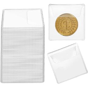 أكمام عملة جيب واحدة 25pcs ، 2.1 × 2.1 بوصة تقلب حماة عملة واضحة ، أكياس صغيرة لتخزين العملة ، حاملي عملة بلاستيكية فردية لجمعات عملة العملة المعدنية (مستطيلة)