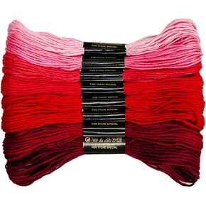 Zhenqing 8-Color Gradient Embroidery Floss Set | 7 Color Families (Red, Yellow, Blue, Green, Purple, Brown, B&W) | 56 Pre-Sorted Skeins, 6-Strand Threads (8m Each) for Sewing & Crafts