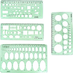 BronaGrand 3Pcs Circle Stencils Oval Templates Plastic Drawing Templates Geometric Rulers Measuring Tool for School and Office Drafting, 3 Types, Clear Orange