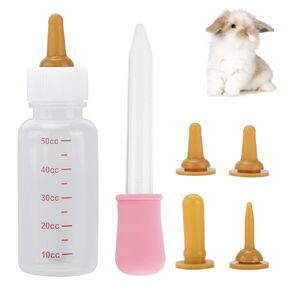 Small Pet Nurser Bottle, Pet Nursing Bottle Kit Dog Nursing Supplies Clear Scale Line Practical Long Nipple Newborn Animals Feeding Bottle for Feeding, Kittens, Squirrel, Puppy(Brown Pacifier+Pink)