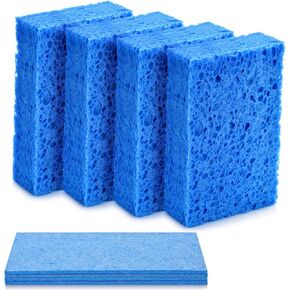Mcyye 8PCS Compressed Kitchen Sponges Pack for Household Use, Premium Dish Sponges Kitchen Natural, Non Scratch Cleaning Sponges for Dishes, Excellent Cleaning Tools, Save Space, Blue & White Sponge